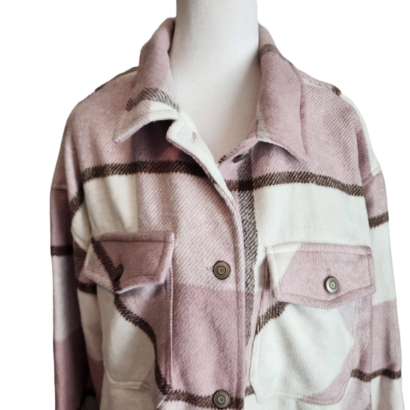 NEW Buckle Ashley by 26 International Mauve Plaid Shacket Jacket - Picture 4 of 14